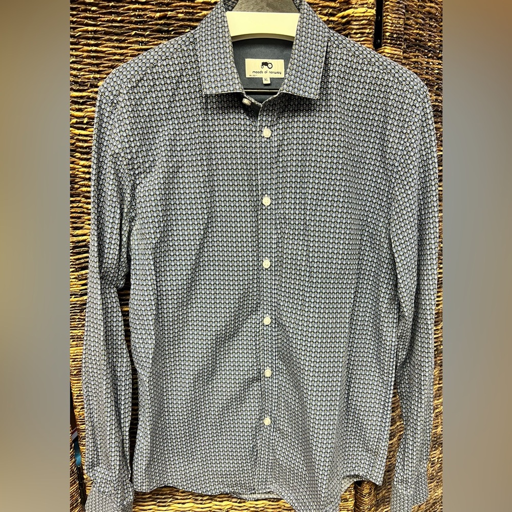 Moods of‎ Norway- Men's Blue Patterned Shirt, Size: XLarge